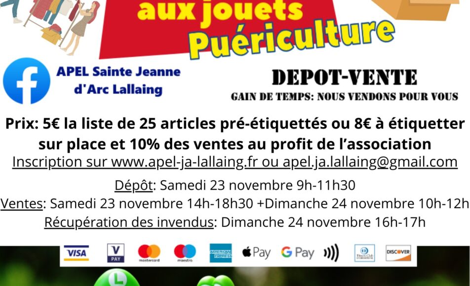 LALLAING : Bourse aux jouets les 22, 23 et 24 novembre